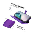 Purple Rfid Blocking Pu Leather Card Cover Wallet Phone Case For Oneplus 9