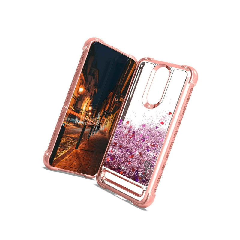 For Micromax T55 Case Liquid Glitter Rose Gold Frame Quicksand Phone Cover