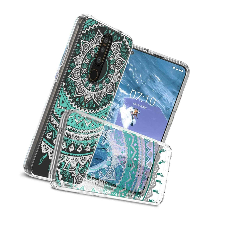Clear Teal Mandala Hybrid Tpu Bumper Hard Phone Case For Nokia 8 1 Plus 2019