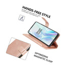 Rose Gold Rfid Blocking Leather Card Cover Wallet Phone Case For Oneplus 8 Pro