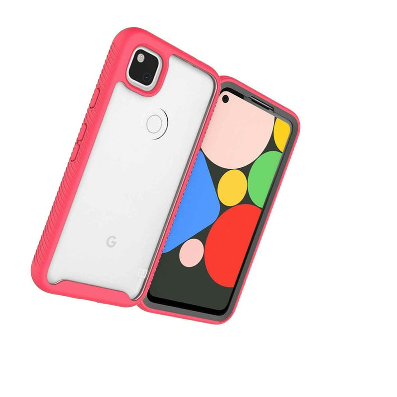 Pink Trim Hard Cover Full Body Shockproof Phone Case For Google Pixel 4A