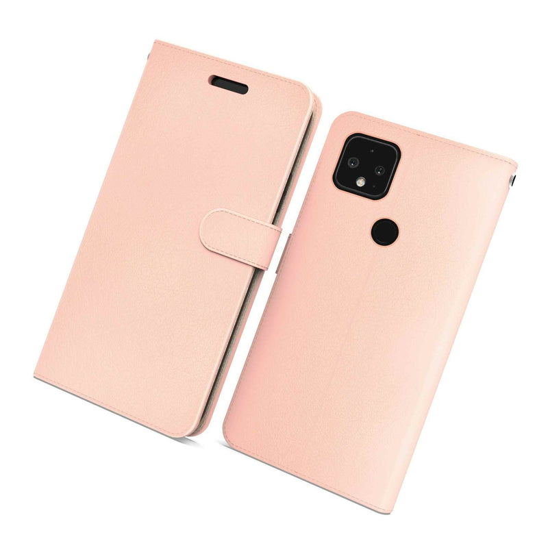 Rose Gold Rfid Blocking Pu Leather Wallet Cover Phone Case For Google Pixel 5