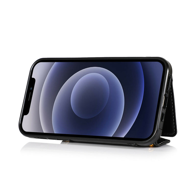 For Apple Iphone Se2 2020 8 7 Elegant Wallet Case Id Money Holder Case Black