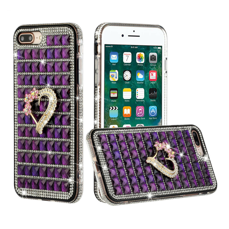 For Iphone 8 Plus 7 Plus Trendy Fashion Design Hybrid Case Cover Heart On Purple