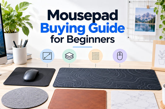 Mousepad buying guide for beginners showing a mousepad on a computer desk