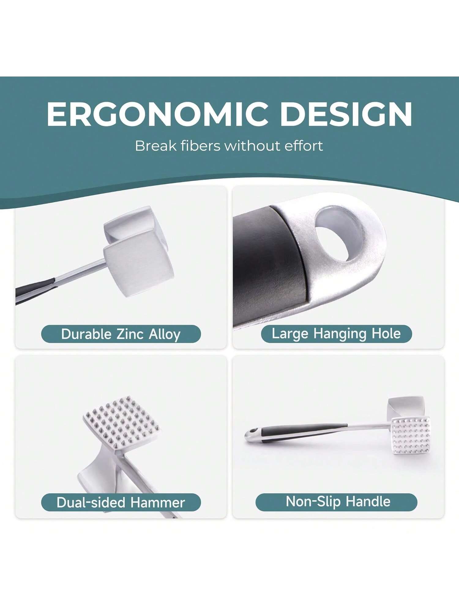 Meat Tenderizer Hammer Dual-Side Heavy Duty for Steak Beef Fish