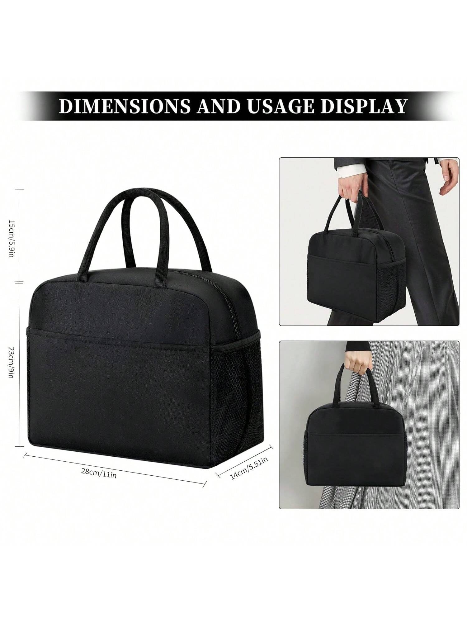 Lunch Box (Black) Large Capacity Lunch Bag,