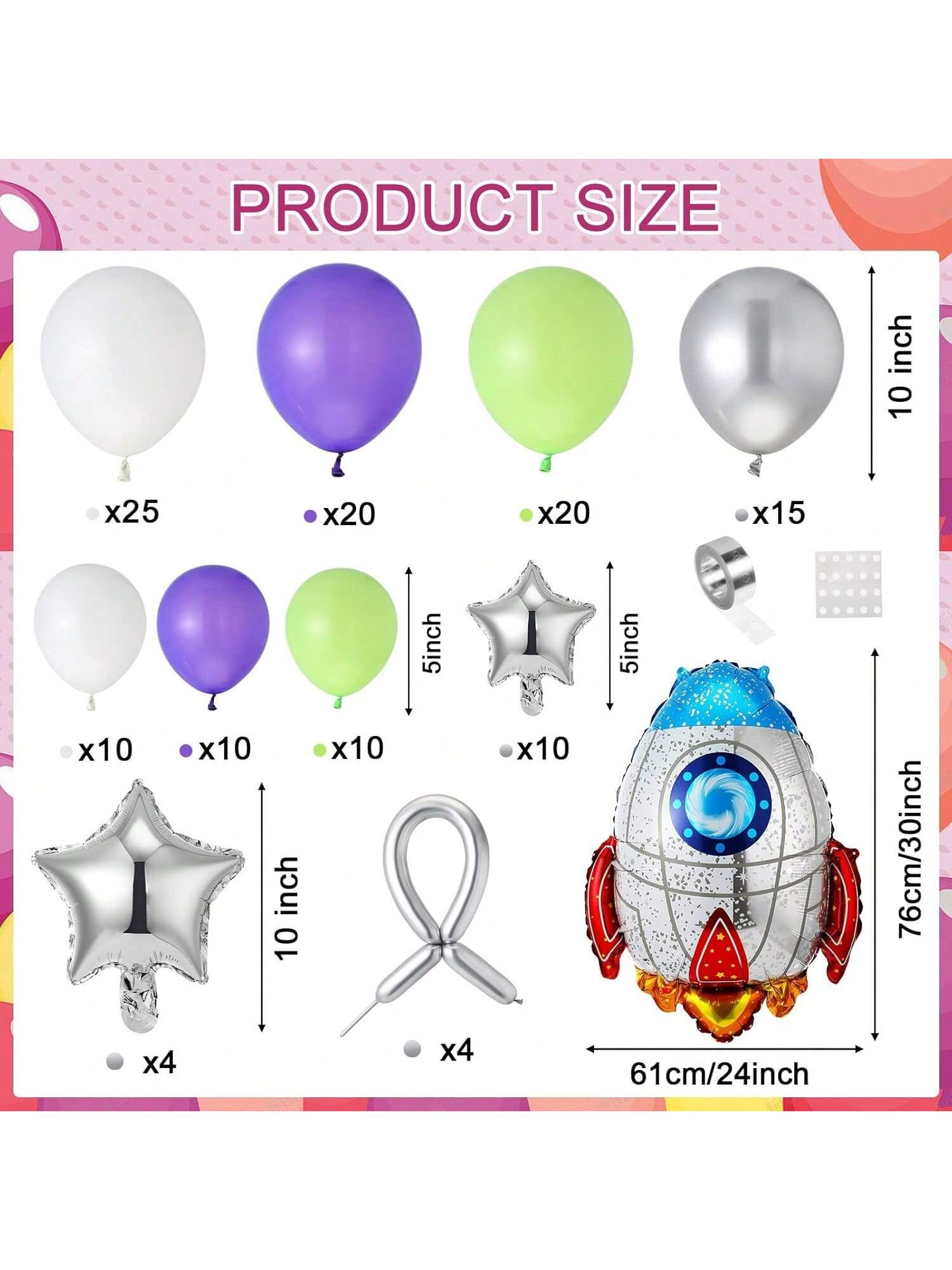 134PCS Buzz Birthday Balloon Garland Kit with Rocket & Star Foils