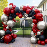 Black Red Silver Balloon Garland Arch Kit for Birthday Shower and Party