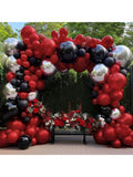 Black Red Silver Balloon Garland Arch Kit for Birthday Shower and Party