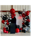Black Red Silver Balloon Garland Arch Kit for Birthday Shower and Party