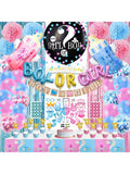 124PCS Gender Reveal Party Decorations Kit Balloons Pompoms and Tablecloth Set