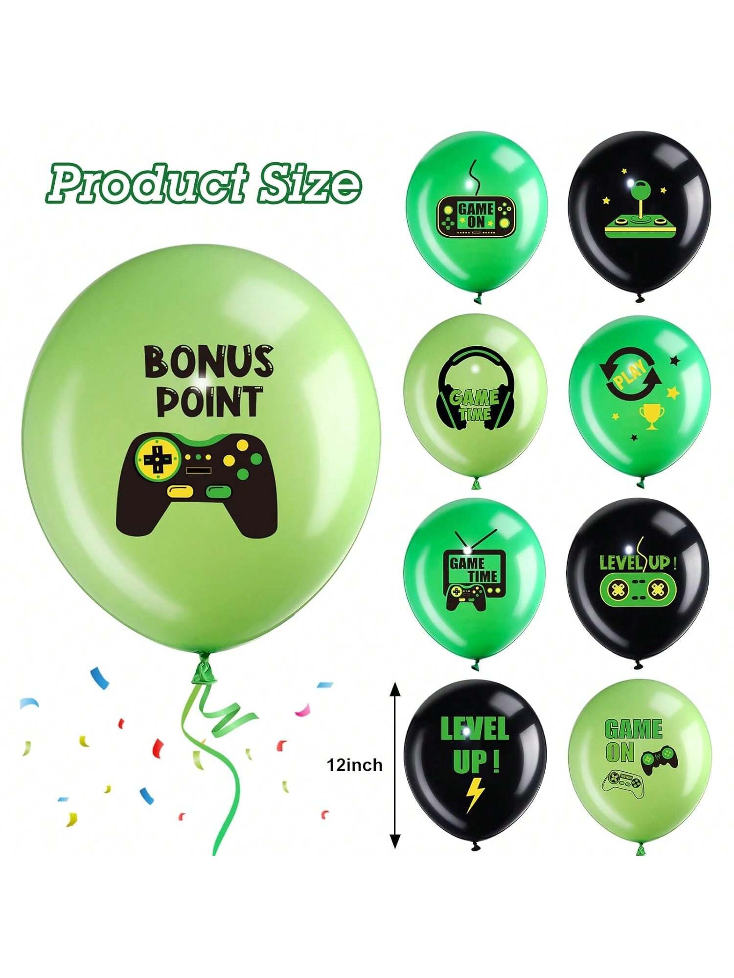 36-Piece Green Video Game Party Balloons Set for Teen Birthday Decorations