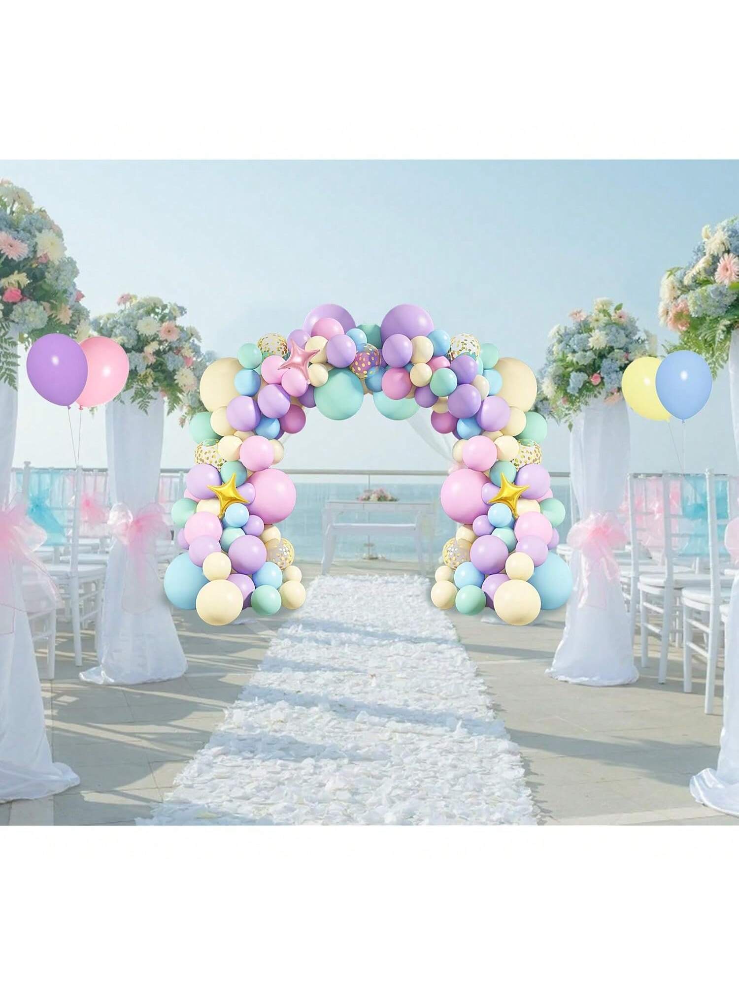146-Piece Rainbow Unicorn Balloon Kit Pastel and Confetti for Birthday Party Decor