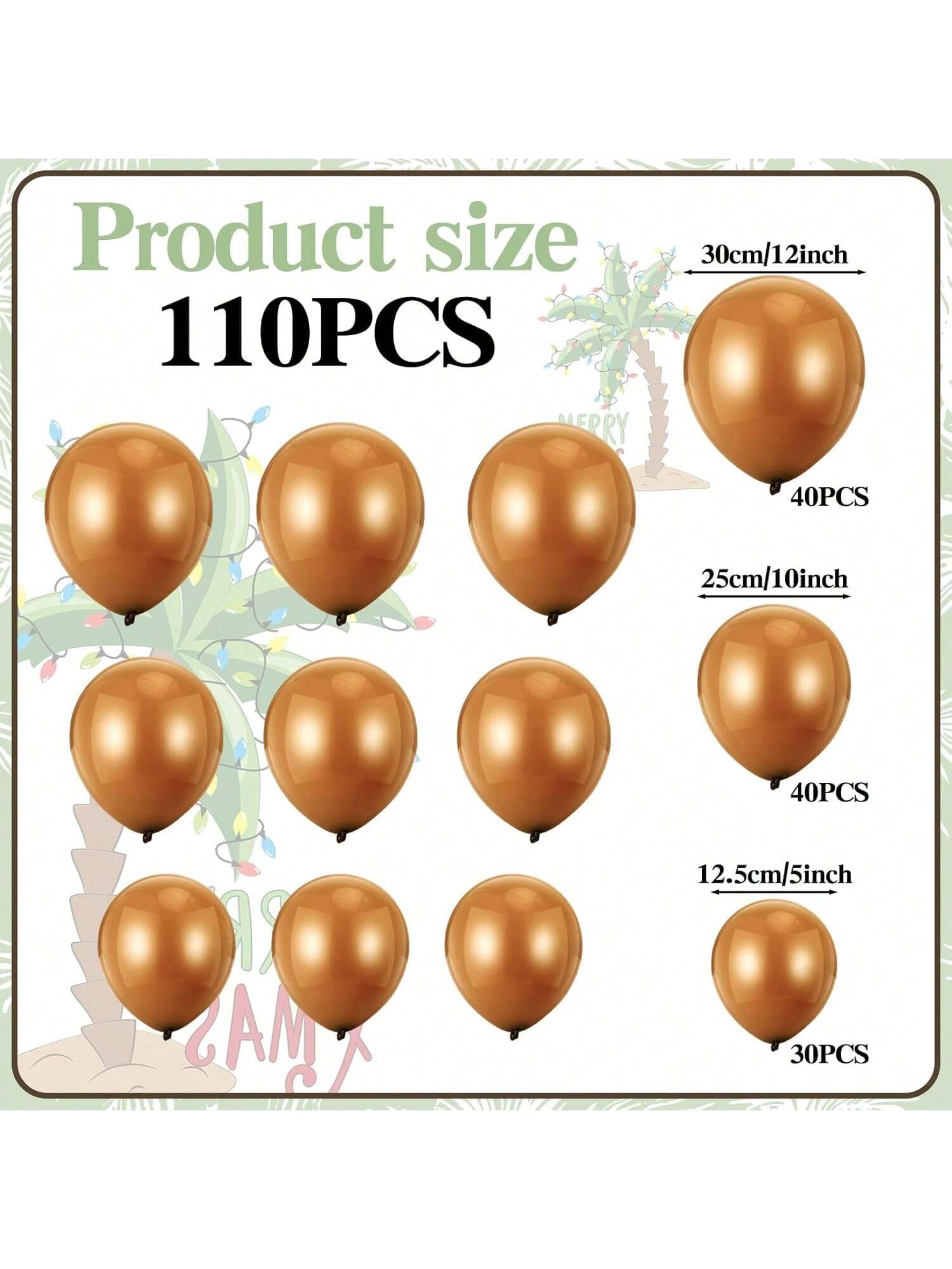 126PCS Coconut Palm Tree Balloon Set 16 Palm 110 Brown for Tropical Luau Party