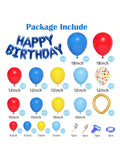 123pcs Red Yellow Blue Balloon Garland with Confetti for Birthday & Party Decor