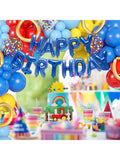 123pcs Red Yellow Blue Balloon Garland with Confetti for Birthday & Party Decor