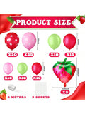 109-Pc Strawberry Party Balloon Garland Red Pink Green Latex and Foil Balloons