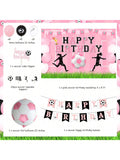 Pink Soccer Birthday Party Decor Set with Banner, Toppers, and Balloons