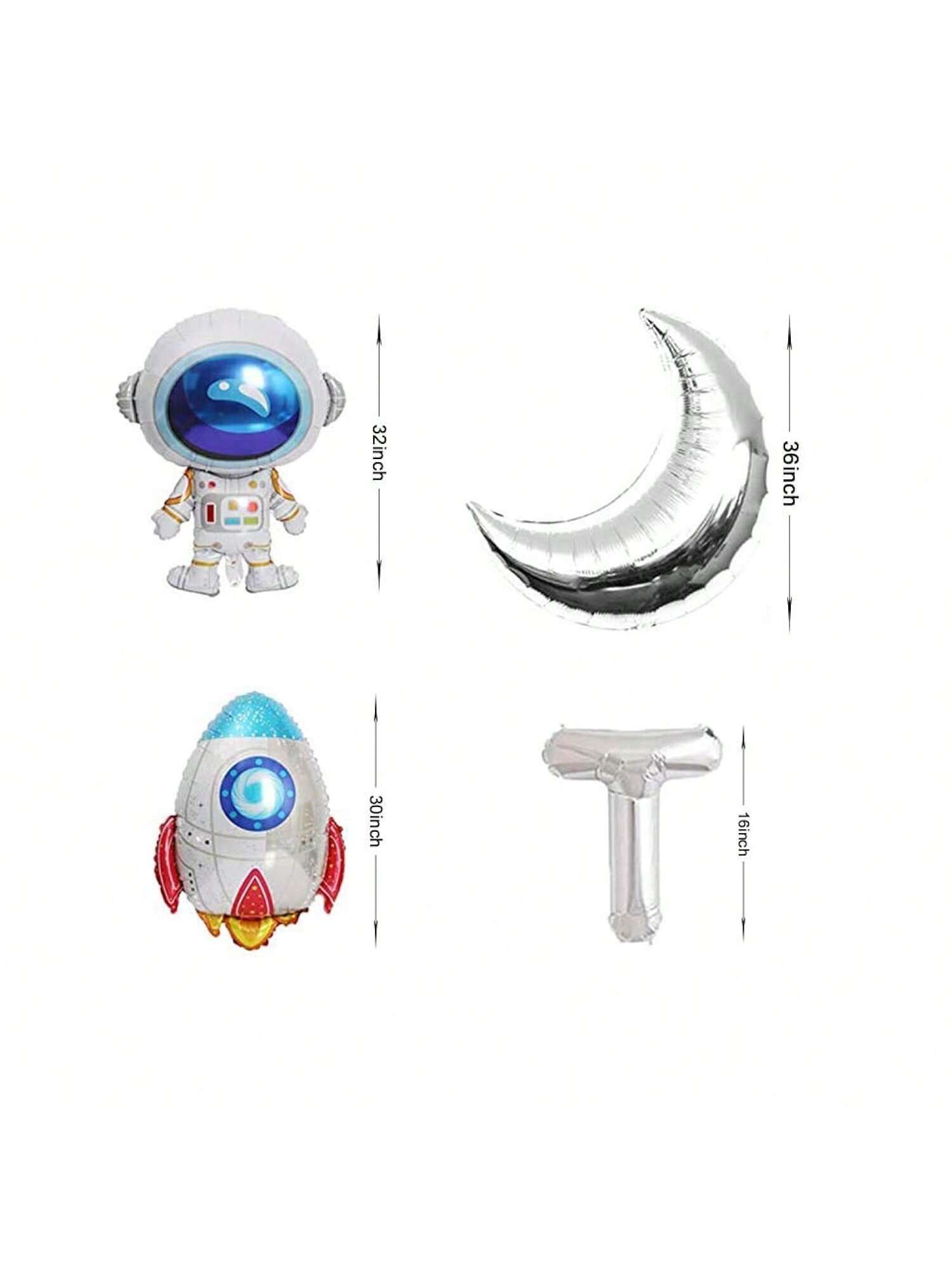 Two The Moon 16 Inch Silver Foil Balloons Moon Robot UFO 2nd Birthday Decor