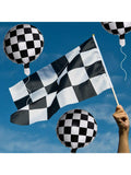 12 Pc 18 Inch Black and White Checkered Foil Balloons for Racing Party Decor