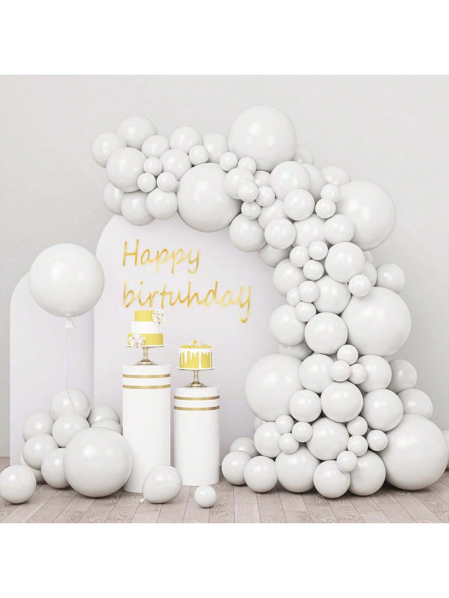 110pcs White Latex Balloons in Mixed Sizes for Garland Arch & Party Decor