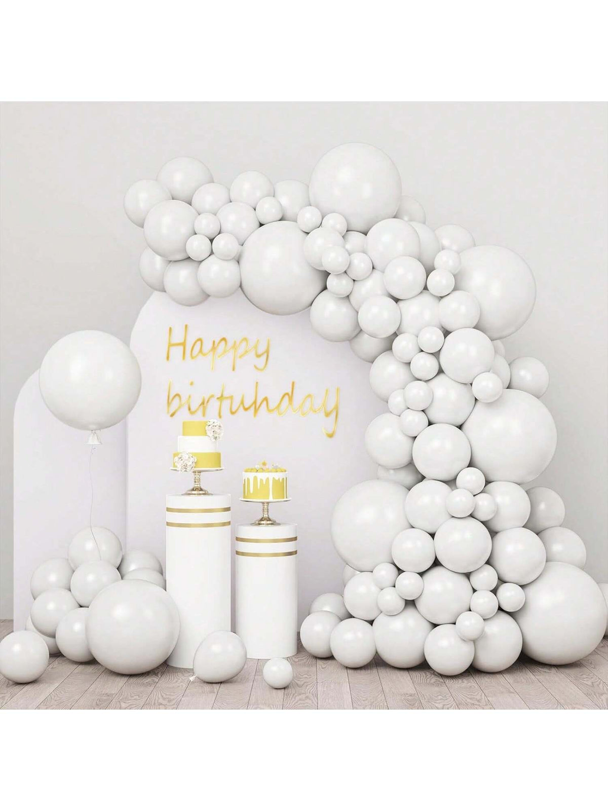 110pcs White Latex Balloons in Mixed Sizes for Garland Arch & Party Decor