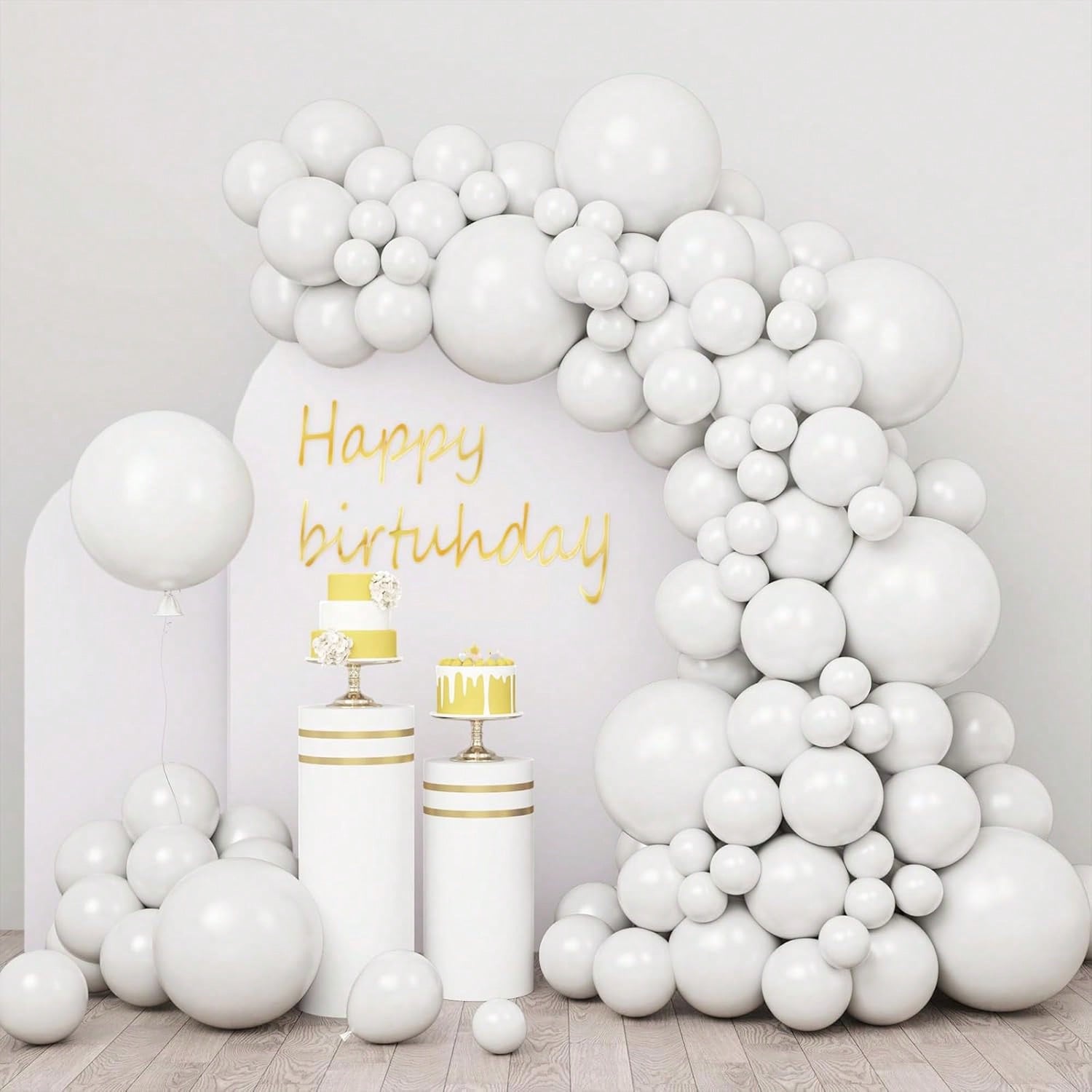 110pcs White Latex Balloons in Mixed Sizes for Garland Arch & Party Decor