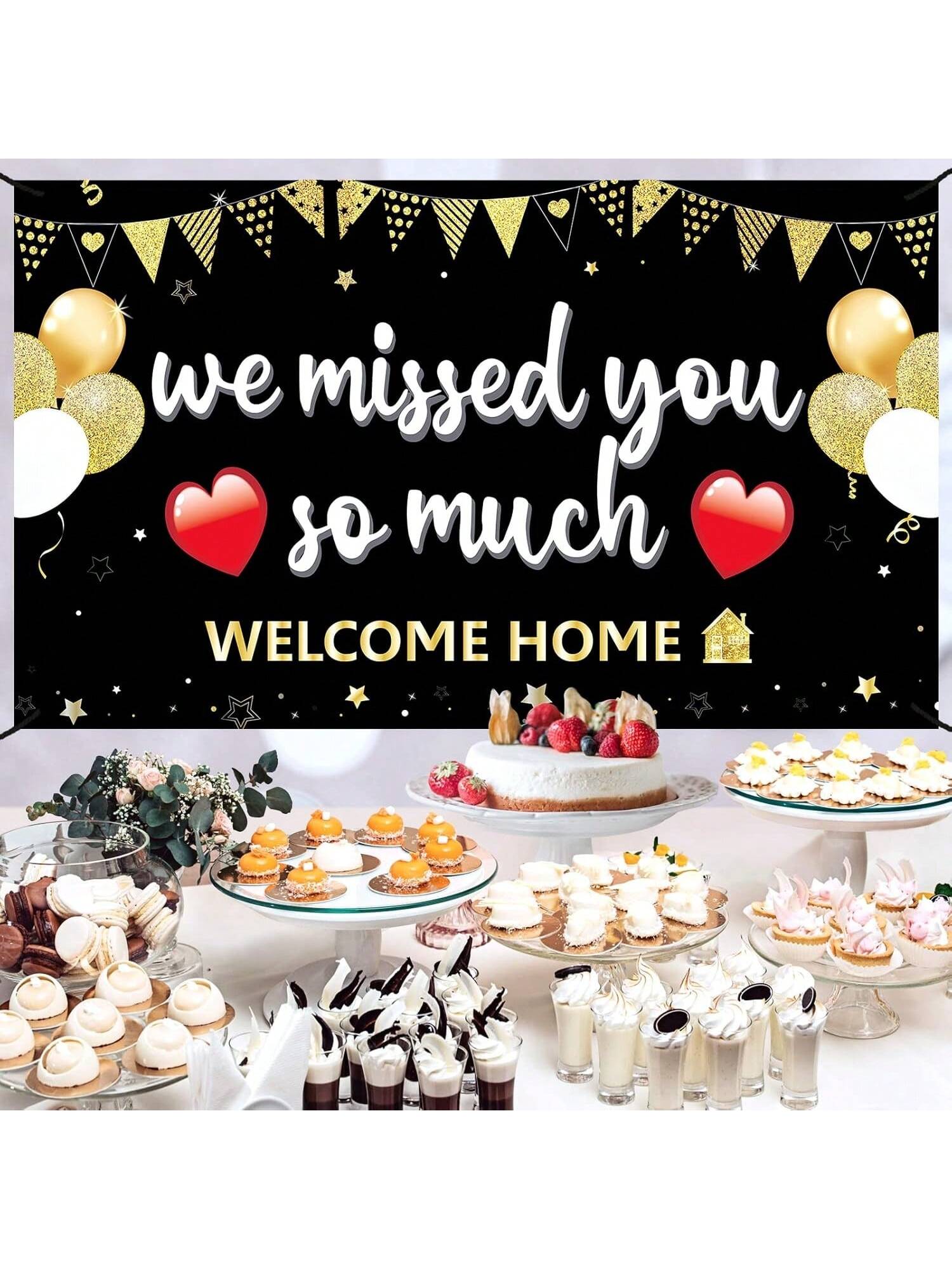 Welcome Home Banner Red Polyester 73x44 Inches with Copper Rings for Homecoming