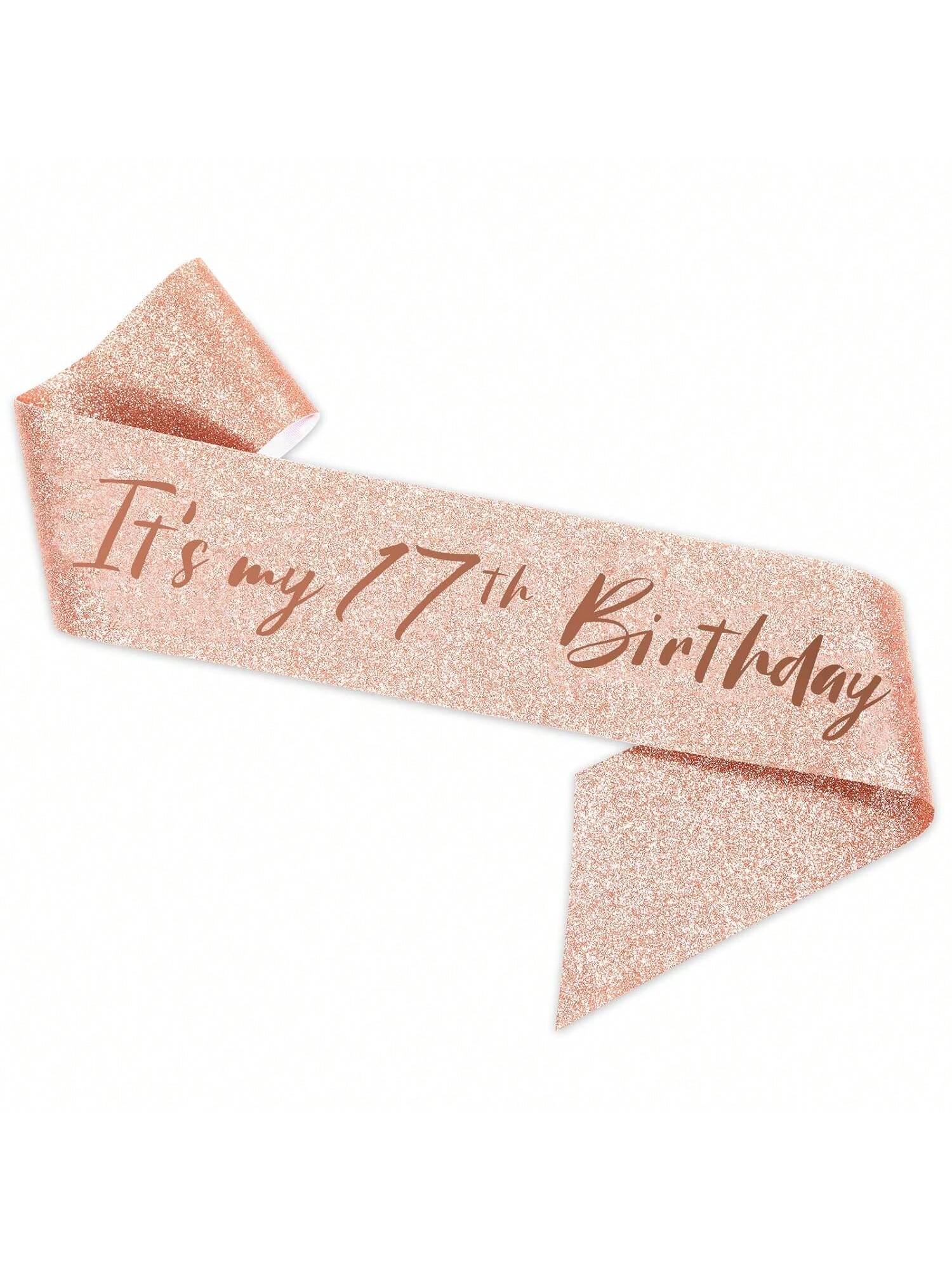 Rose Gold 17th Birthday Sash and Tiara Party Favor Supplies