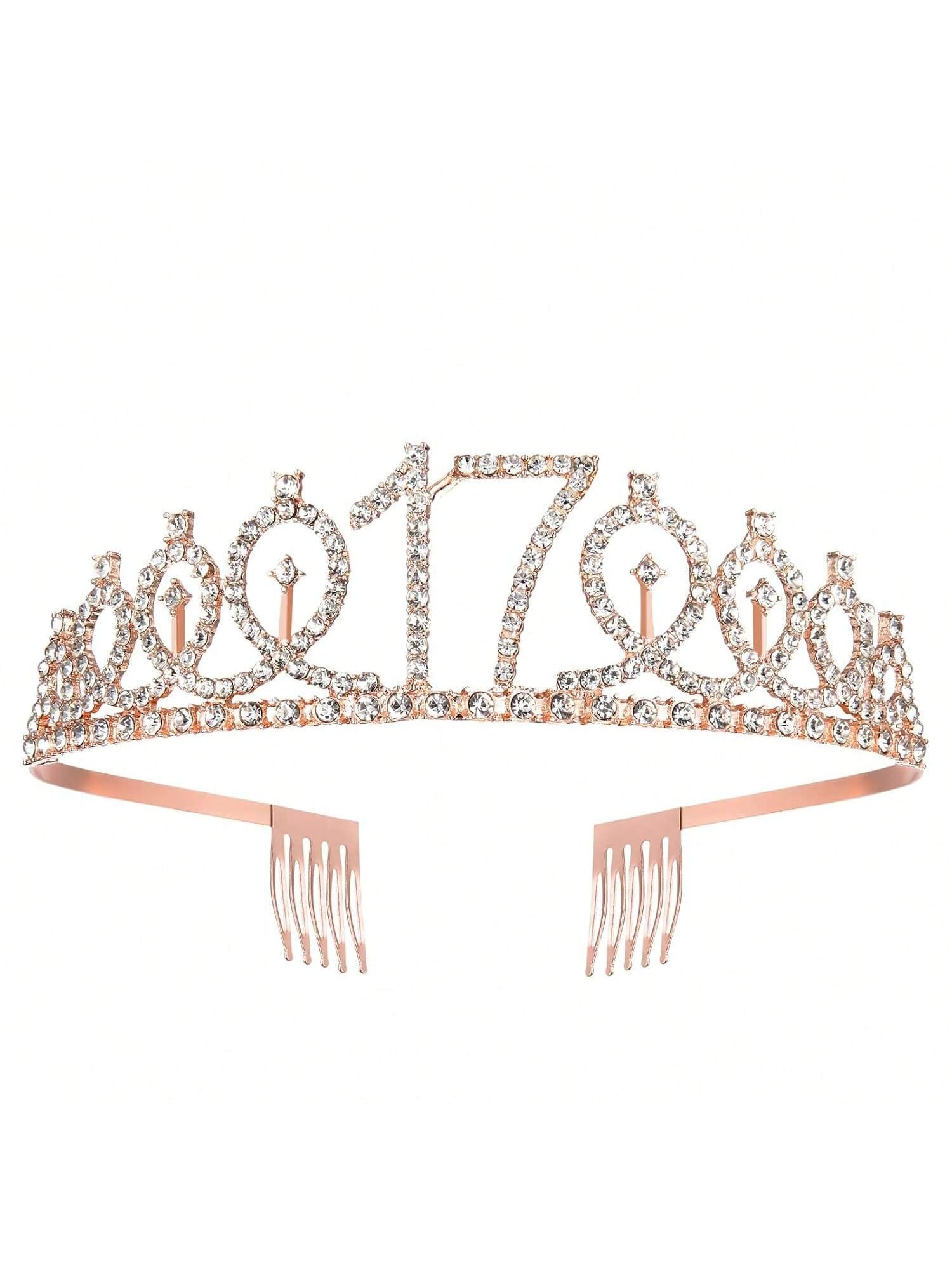 Rose Gold 17th Birthday Sash and Tiara Party Favor Supplies