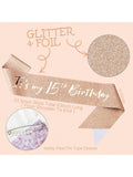 15th Birthday Decorations with Rose Gold Sash, Tiara, and Crown