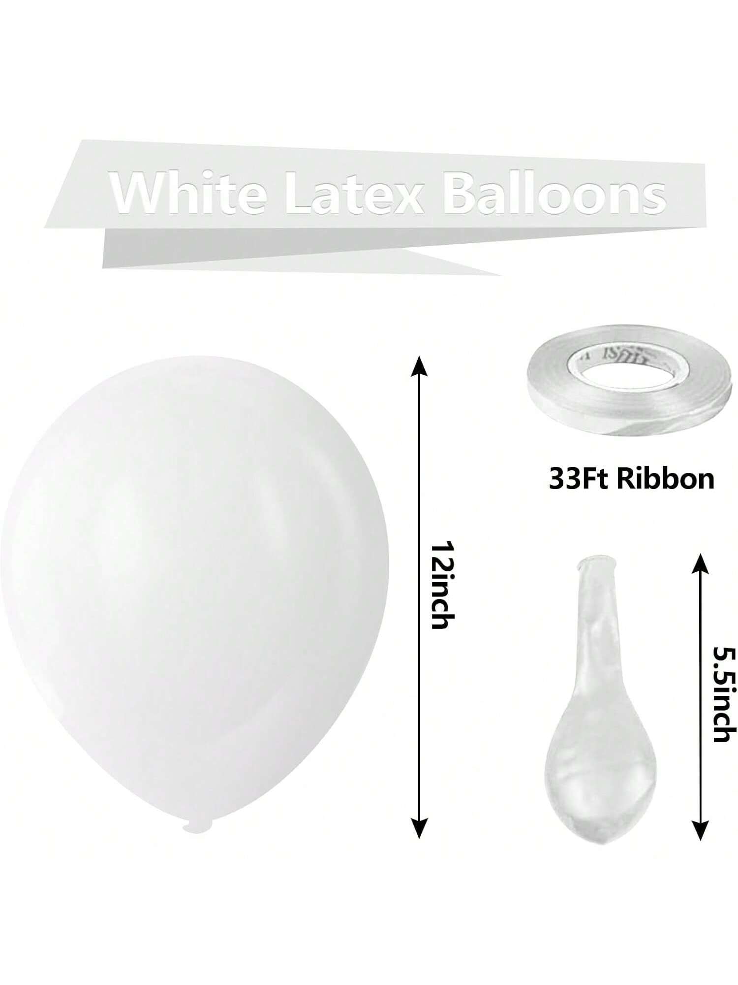 100 Pc 12 Inch White Latex Balloons for Wedding Graduation Birthday and Party Decor
