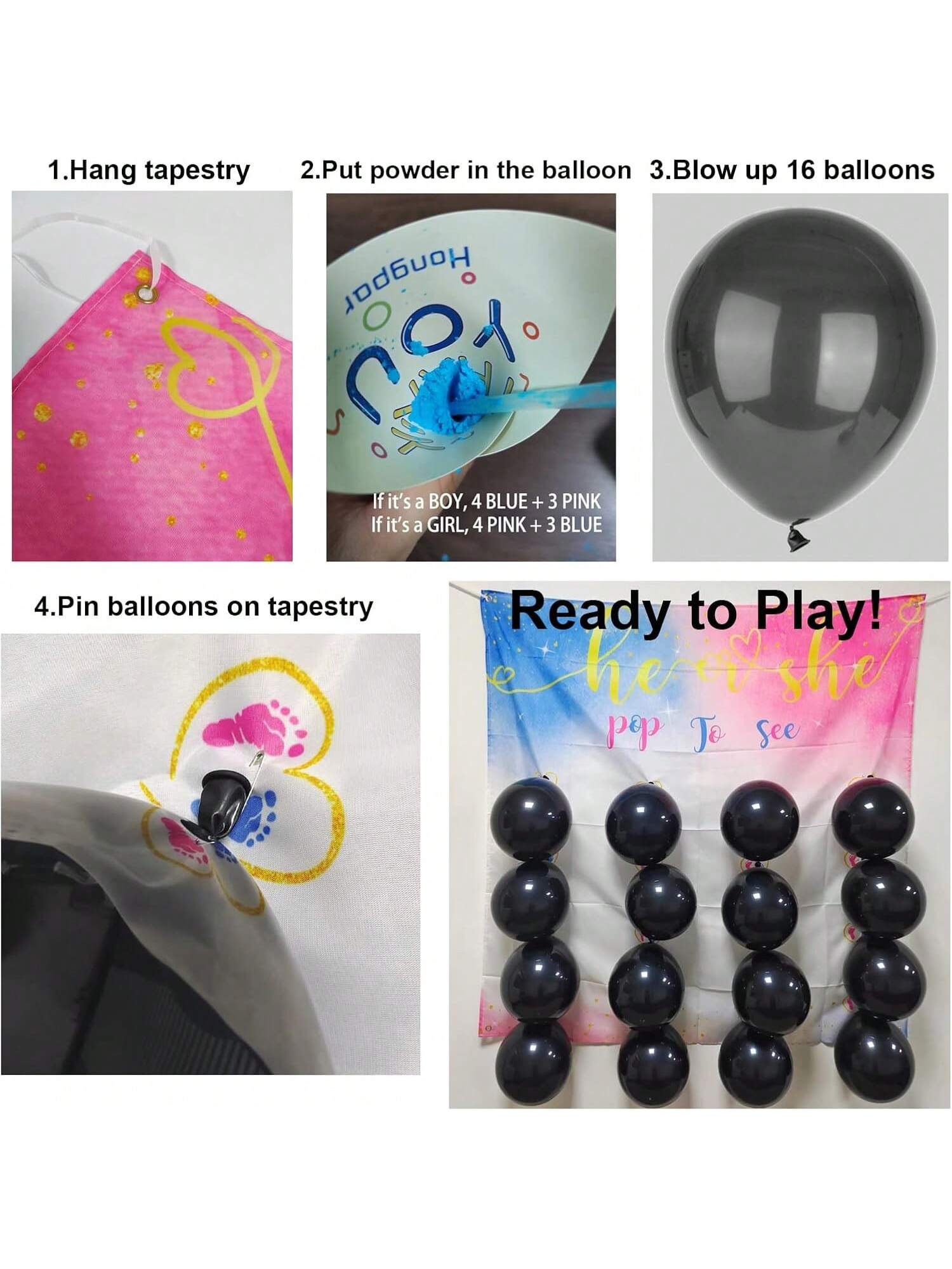 Gender Reveal Dart Game with Pink and Blue Powder Party Kit