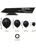 102 Pc Black Balloon Garland Kit 5-18 Inch for Birthday Graduation Wedding Parties