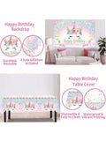 118PCS Unicorn Birthday Decorations Balloon Garland Backdrop and Tablecloth Set