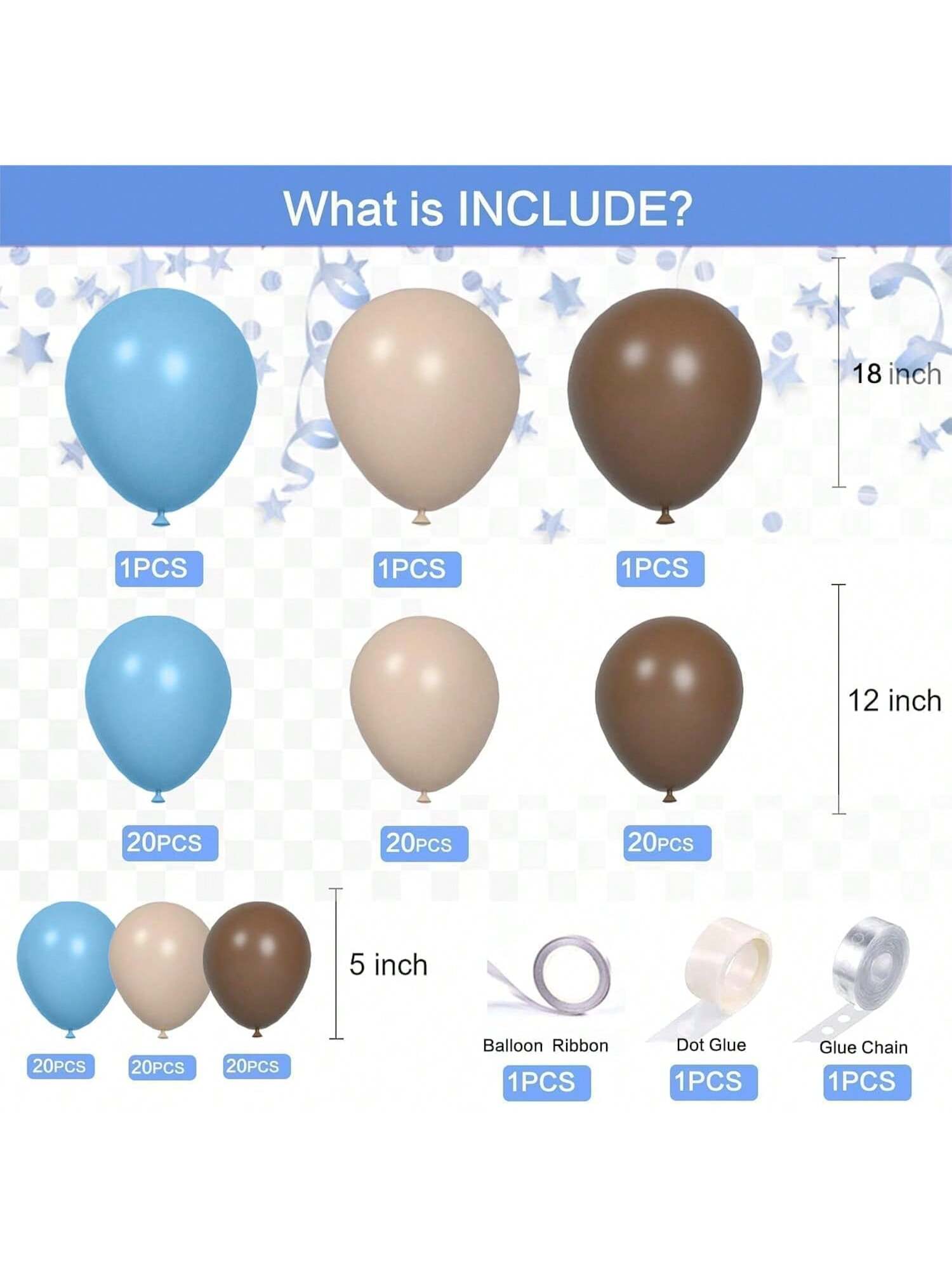 Teddy Bear Balloon Arch Kit Light Blue Beige Brown Cream for Gender Reveal