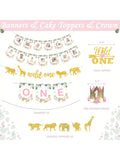 130pcs Wild One Jungle Birthday Decor Kit with Balloon Garland & Banner