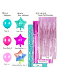 Surprise Party Supplies with Pink Teal Fuchsia Curtains & Balloons for Birthday