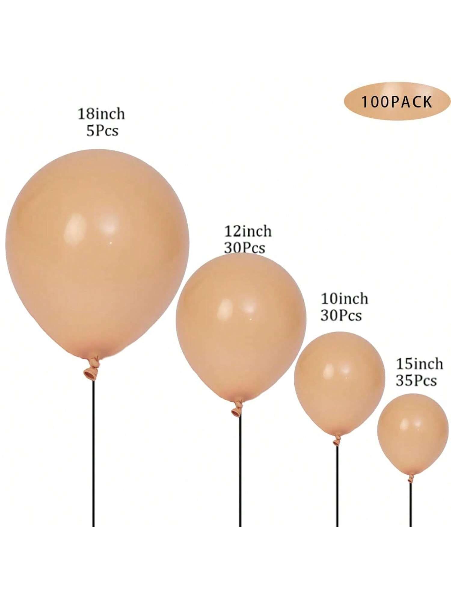 100 Latex Balloons in 18 12 10 5 Inch for Birthday and Party Decor