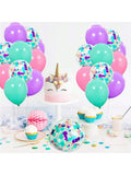 Unicorn 40pcs 12in Balloons in Purple Pink Blue with Confetti for Party Decor
