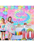 Tie Dye 10th Birthday Decorations with Macaron Balloon Garland and Hippie Theme