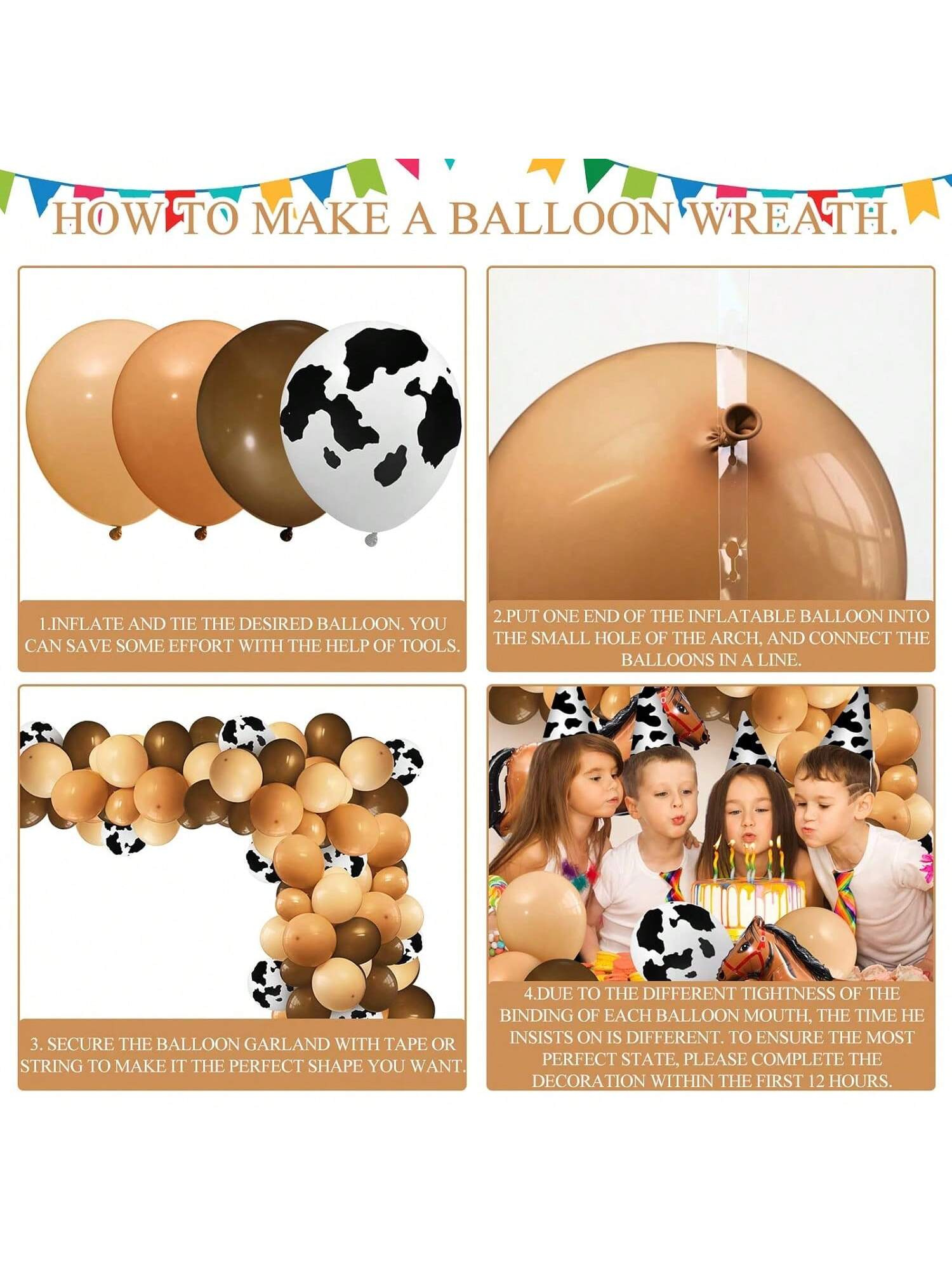 146pcs Cow Balloon Garland Kit Farm and Western Birthday Party Decor