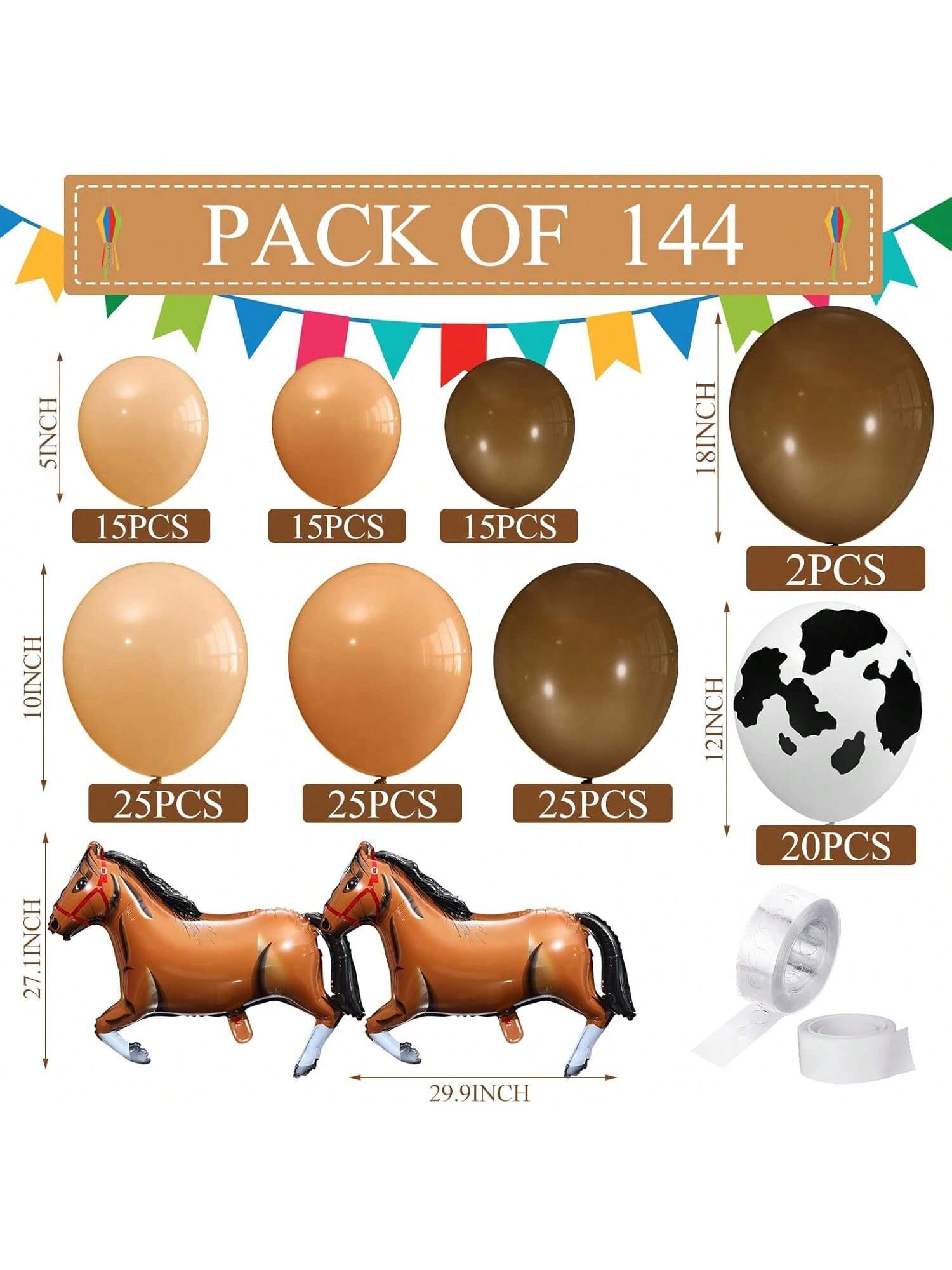 146pcs Cow Balloon Garland Kit Farm and Western Birthday Party Decor