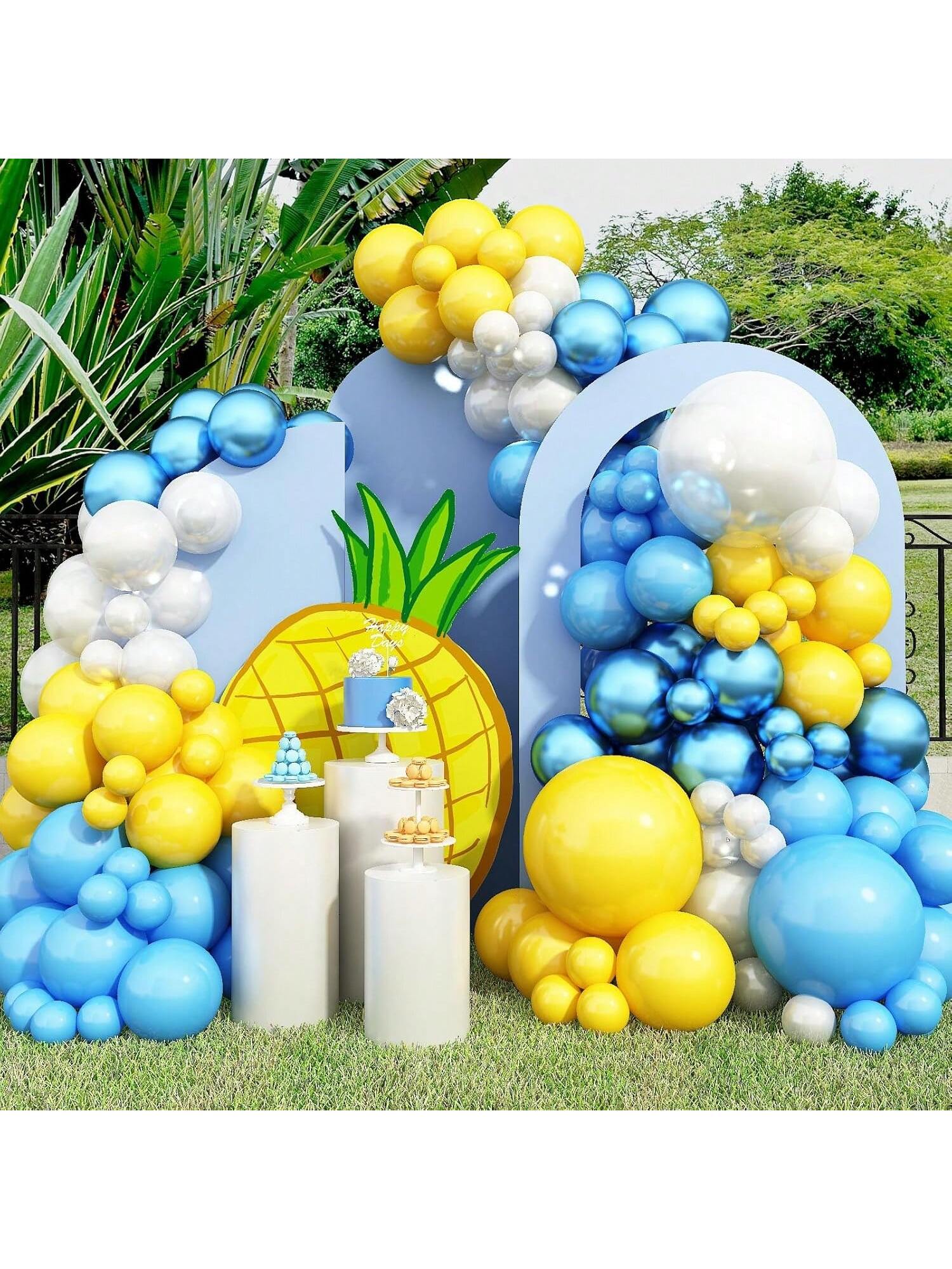 Sponge Theme Balloon Garland Kit in Yellow, Blue & Clear for SpongeBob Parties