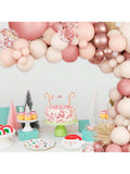 144PCS Retro Pink Rose Gold White Confetti Balloons Bridal Party Decor