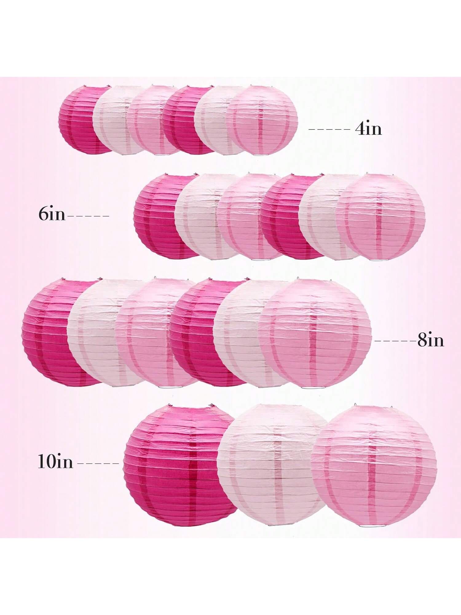 21pcs Pink Hanging Paper Lanterns Party Decorations