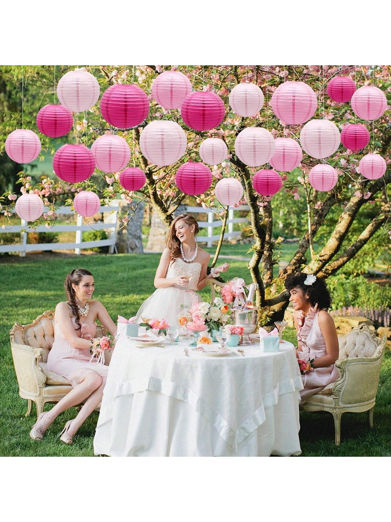21pcs Pink Hanging Paper Lanterns Party Decorations