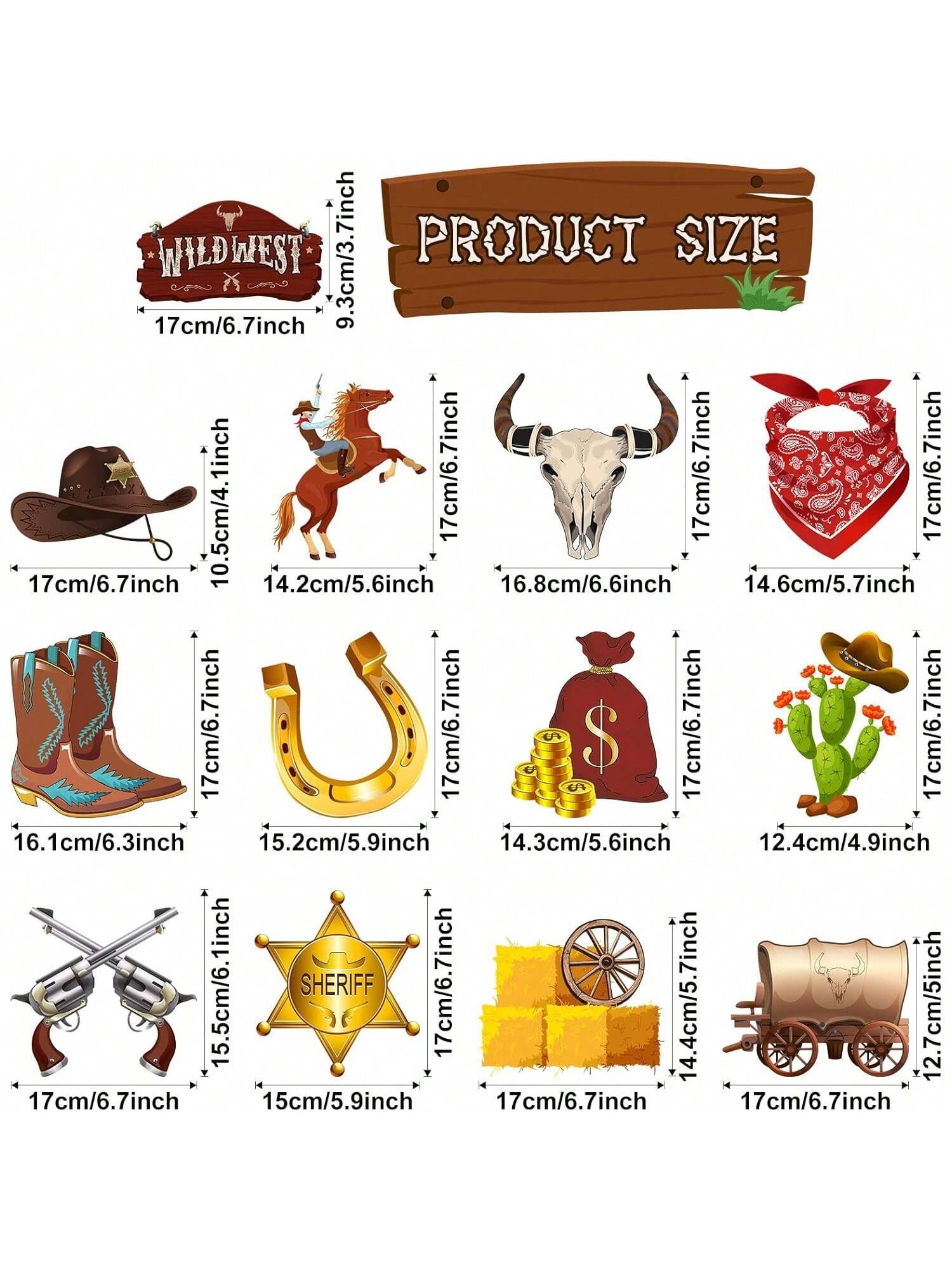 55pcs Western Cowboy Party Decorations Hanging Swirls for Wild West Theme Party