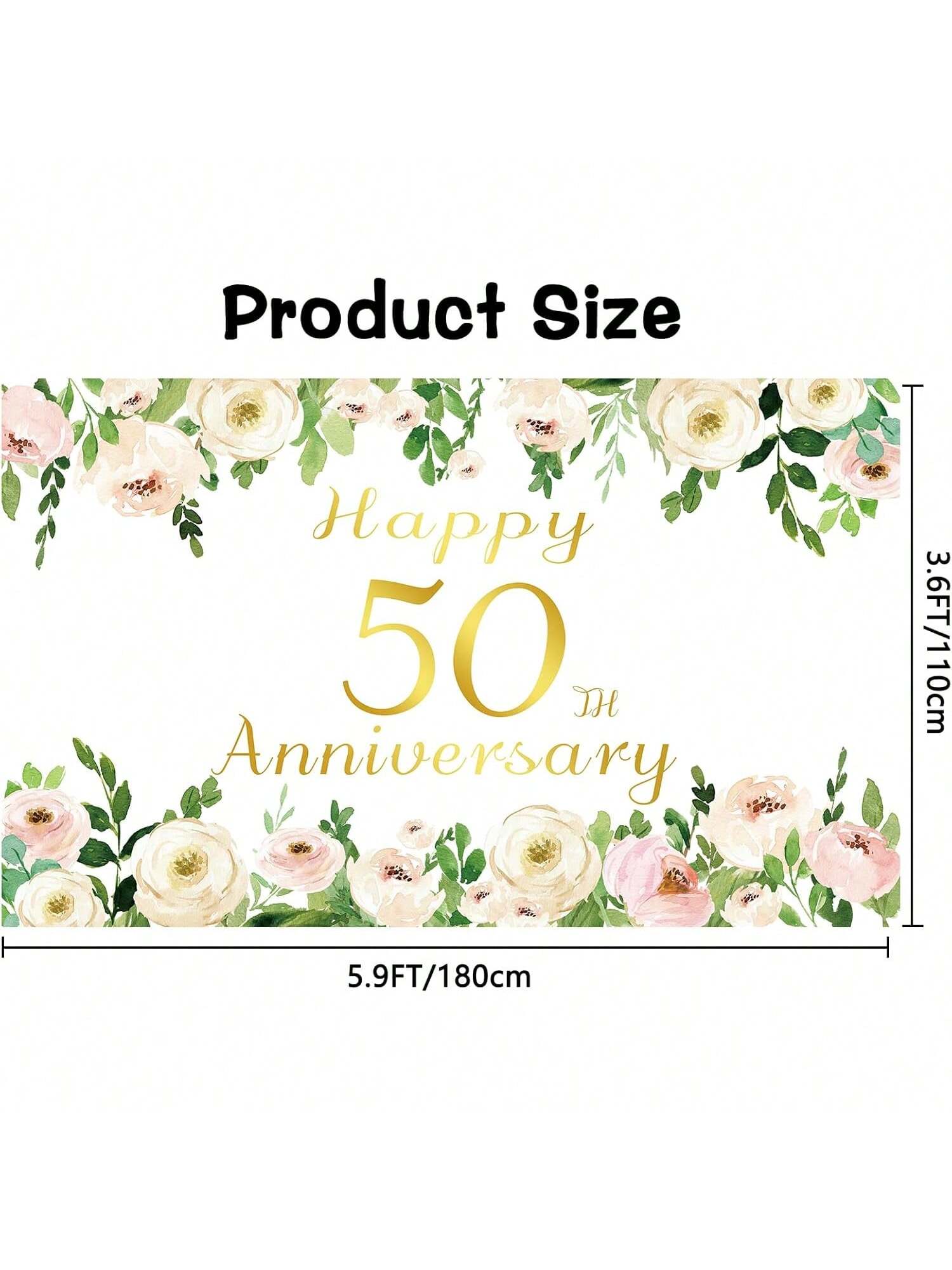 Elegant White 50th Anniversary Backdrop Rose Gold Peony with Rope for Wedding